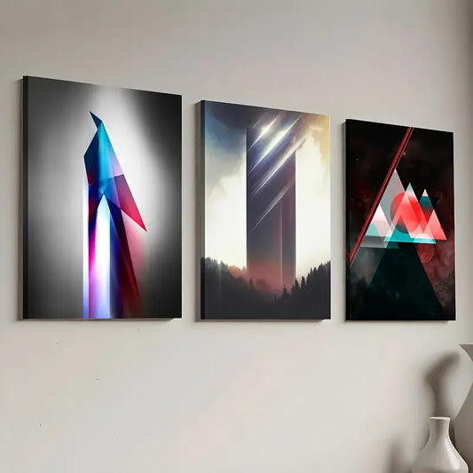 3pcs Modern Style Fashion Technology Abstract Art Wall Art Set Canvas Framed 40x60cm - High Quality Print 100% Australian Made Wall Canvas Ready to Hang