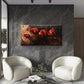 Red Tulips Dark Floral Painting Wall Art Canvas Office Home Room Framed 80x45cm