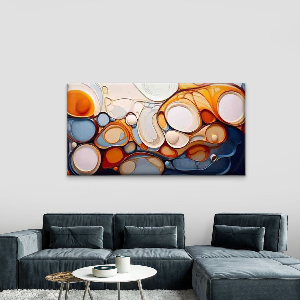 Abstract Fluid Shapes Wall Art Canvas Office Home Room Framed 120x60cm