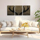 3pcs Majestic Two-Pointed Antlers on Burlap Backdrop Metal Print Ready to Hang Art