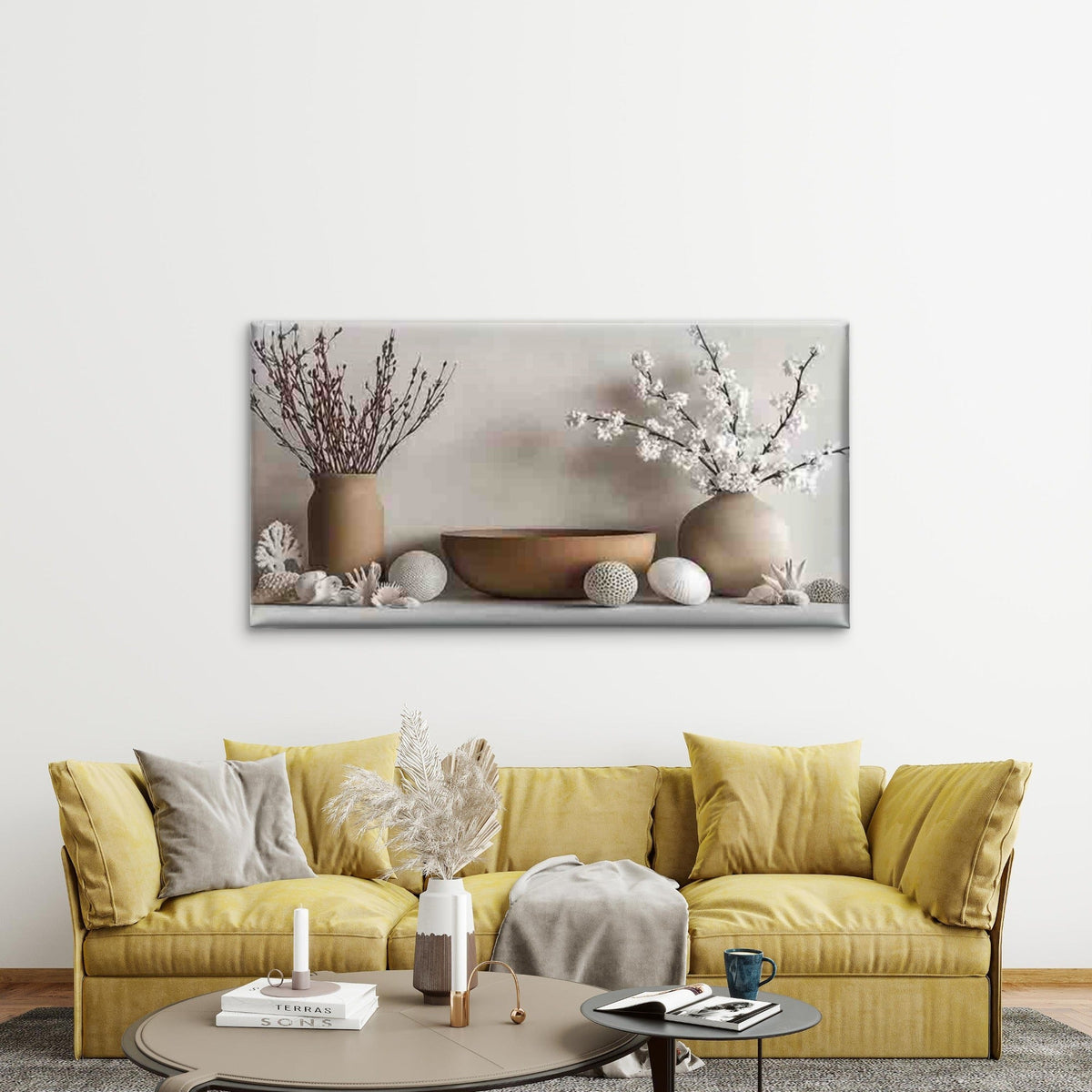 Vase Arrangements with Natural Wall Art Canvas Office Home Room Framed 80x45cm