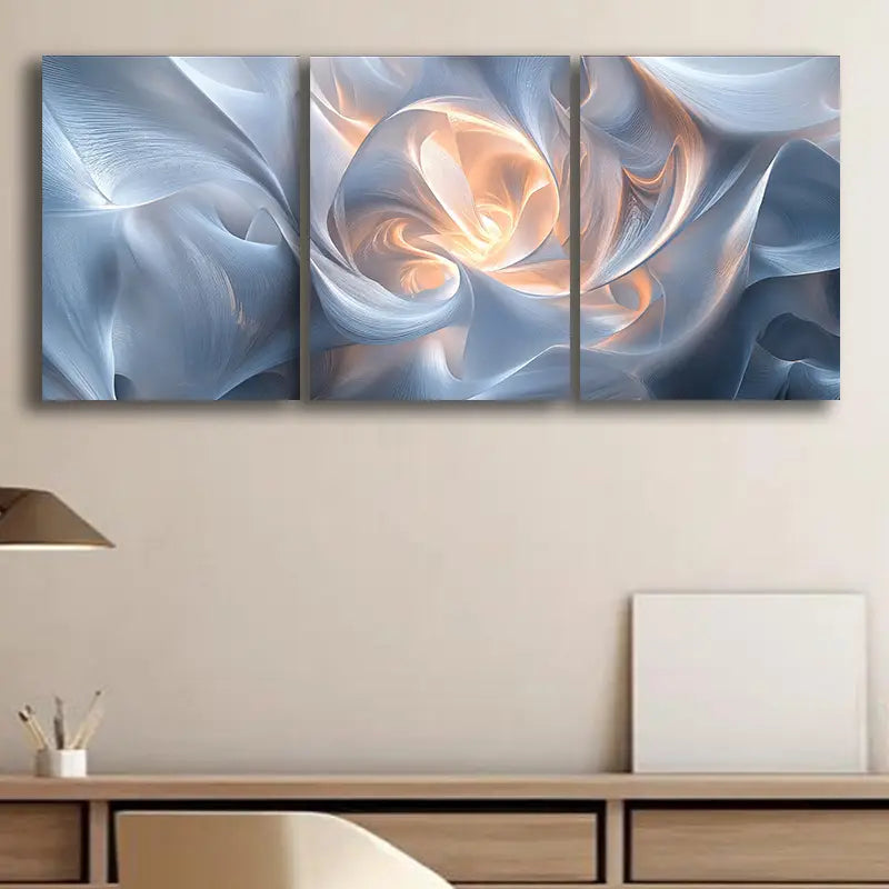 3pcs Abstract Light and White Metal Print Ready to Hang Art