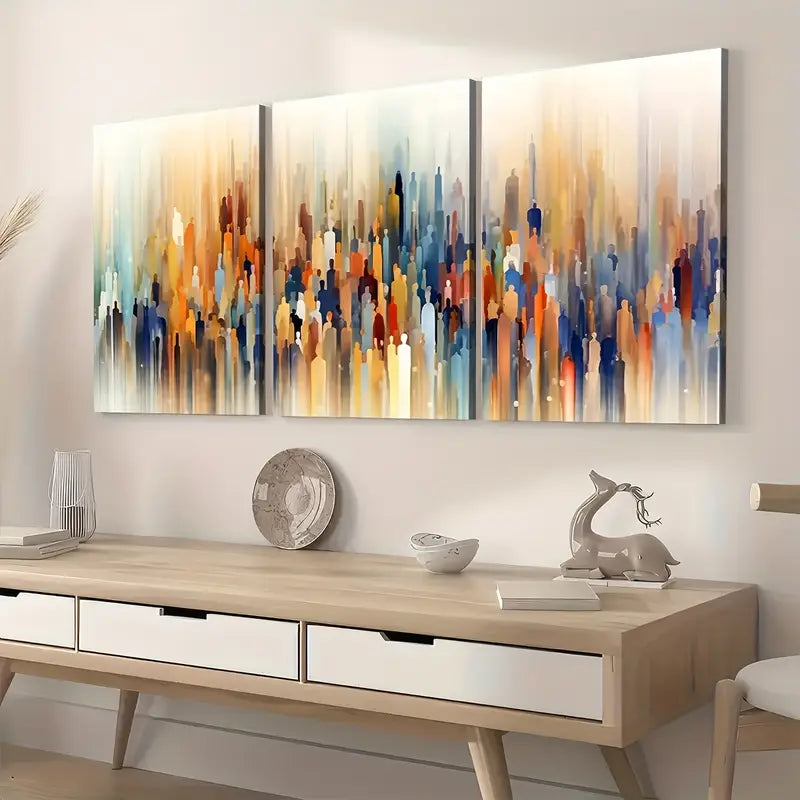 3pcs Artistic Modern Abstract Figure Colorful Wall Art Set Canvas Framed 40x60cm - High Quality Print 100% Australian Made Wall Canvas Ready to Hang