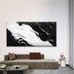 Bold Black & White Waves Design Wall Art Canvas Office Home Room Framed 80x45cm