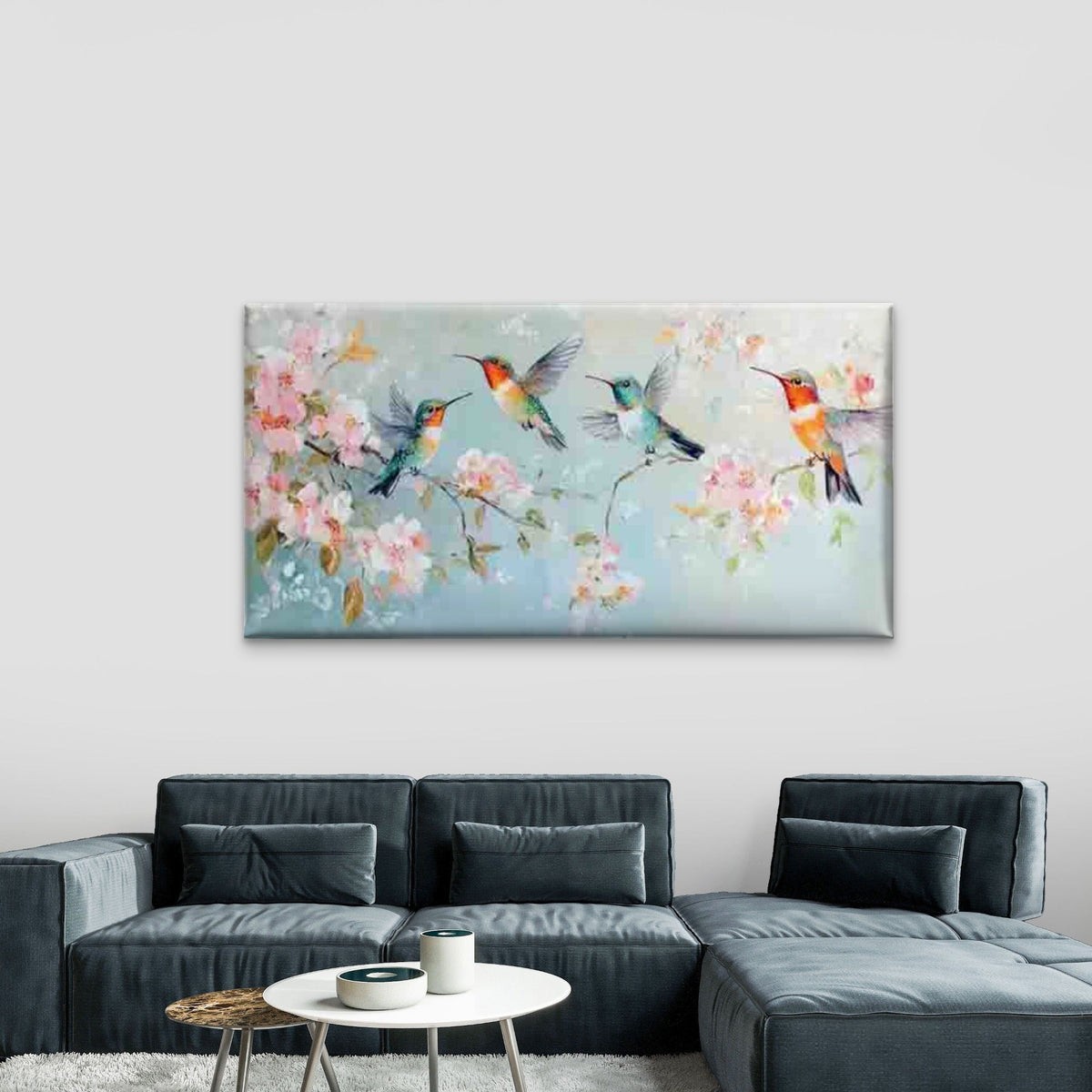 Hummingbirds in Flight Among Wall Art Canvas Office Home Room Framed 120x60cm