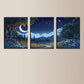 3pcs Watercolor Beautiful Night Painting View Metal Print Ready to Hang Art