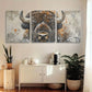 3pcs Watercolor Painting of an Angry Bison Metal Print Ready to Hang Art