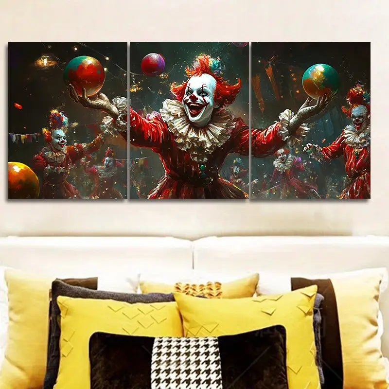 3pcs Clown Party Design Metal Print Ready to Hang Art