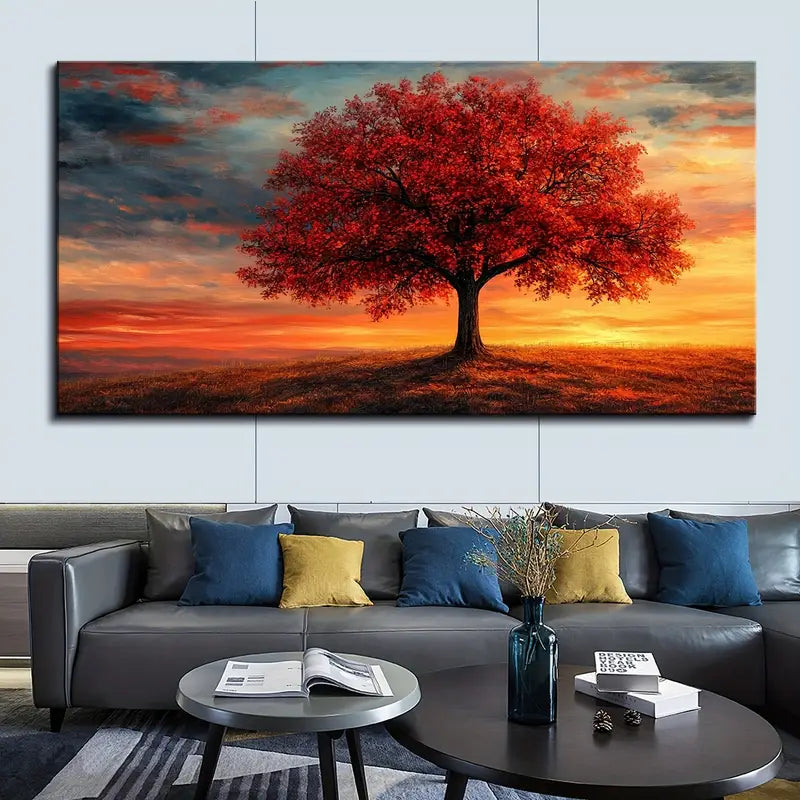 Majestic Tree Sunset Scene wall canvas office home room framed 120x60cm
