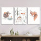 3pcs Watercolor Forest Animals Hedgehog, Squirrel & Deer Metal Print Ready to Hang Art