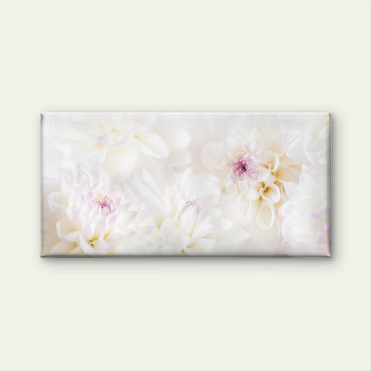 White Dahlia Floral Macro Bloom Wall Art Canvas Office Home Room Framed 80x45cm