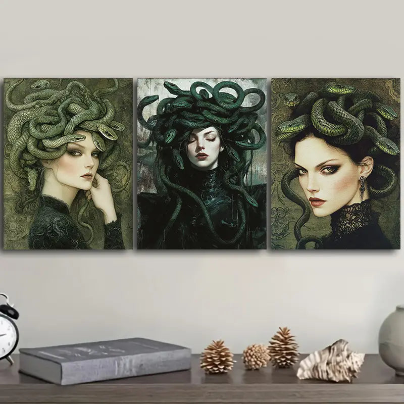 3pcs Quiet Medusa Metal Print Ready to Hang Art