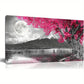 Pink Tree Night Sky Full Moon Mountain Wall Art canvas office home room framed 120x60cm