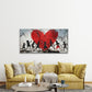 Silhouette Heart with Red Accen Wall Art Canvas Office Home Room Framed 80x45cm