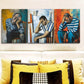 3pcs Striped Shirt Man Painting Metal Print Ready to Hang Art