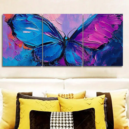 3pcs Abstract Butterfly Metal Print Ready to Hang Art