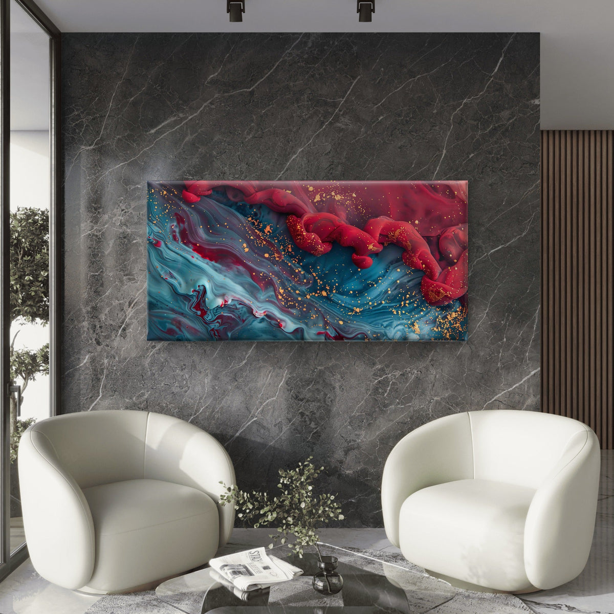 Abstract View of Colour Mixing Wall Art Canvas Office Home Room Framed 120x60cm
