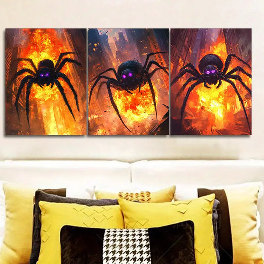 3pcs Spider Monster Metal Print Ready to Hang Art