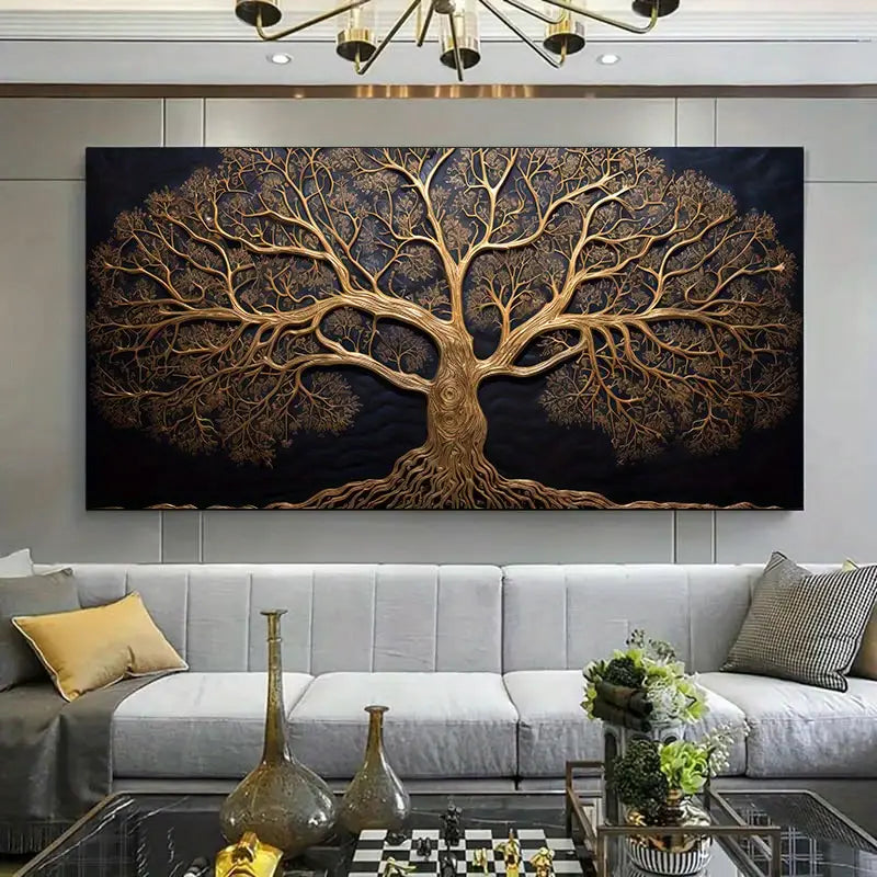 Golden Tree wall canvas office home room framed 120x60cm