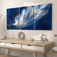 3pcs Ready to Hanging, Art Style Modern Fashion Feather Royal Blue Wall Art Set Canvas Framed 40x60cm - High Quality Print 100% Australian Made Wall Canvas Ready to Hang