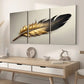 3pcs Modern Fashion Golden Feather Light Luxury Art Wall Art Set Canvas Framed 40x60cm - High Quality Print 100% Australian Made Wall Canvas Ready to Hang