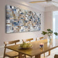Abstract Brown Grey Indigo Rectangle Wall Art canvas office home room framed 120x60cm
