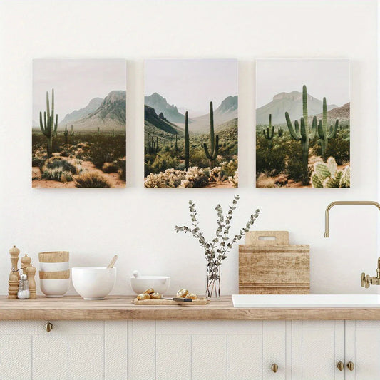 3pcs Arizona Desert, Southwestern Mexican Nature Metal Print Ready to Hang Art