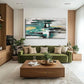 Green and Golden Abstract Wall Art canvas office home room framed 120x60cm