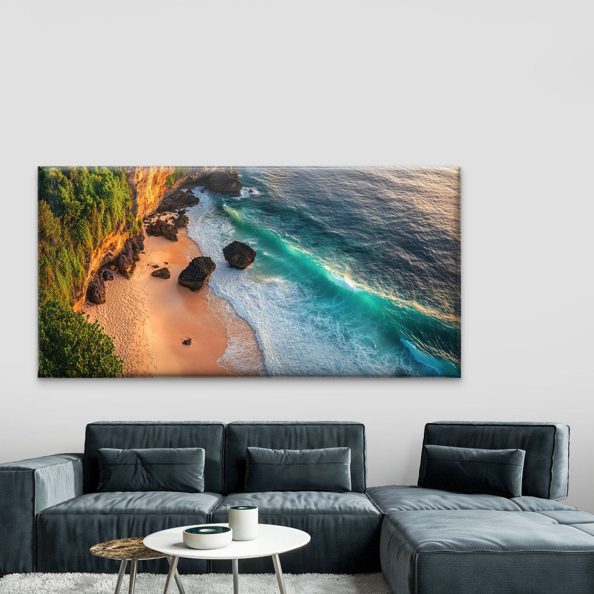 Maluku Islands Cliff Beach Wall Art Canvas Office Home Room Framed 120x60cm