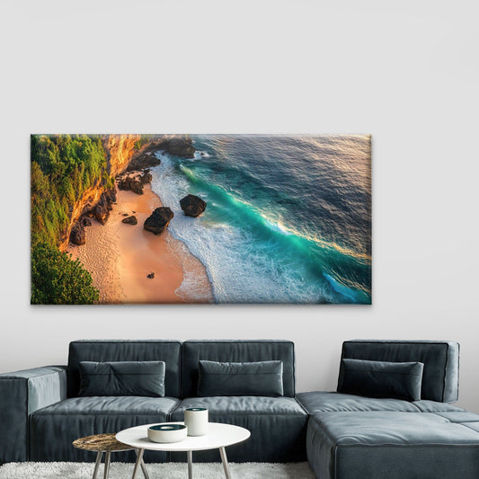 Maluku Islands Cliff Beach Wall Art Canvas Office Home Room Framed 80x45cm