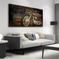 American Flag Retro Motorcycle Wall Art canvas office home room framed 120x60cm