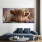Cute Highland Cow with Purple Floral Wall Art Canvas Office Home Room Framed 80x45cm