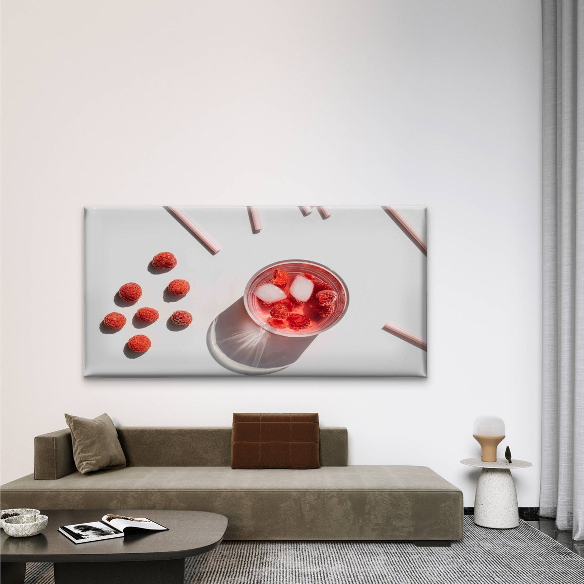 Refreshing Raspberry Drink Wall Art Canvas Office Home Room Framed 80x45cm