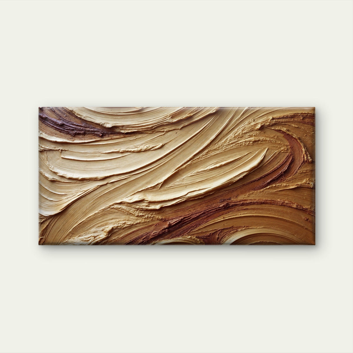 Abstract Neutral Earth Tone Wave Wall Art Canvas Office Home Room Framed 80x45