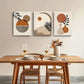 3pcs Bohemian Style Beige and Orange Abstract Metal Print Ready to Hang Art