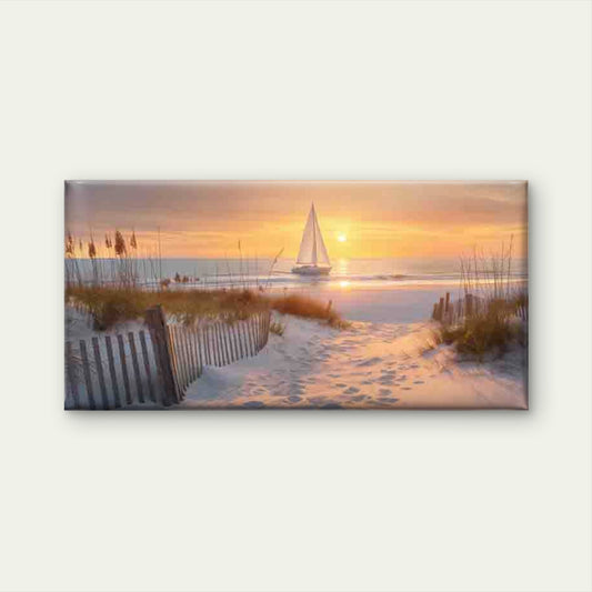 Serene Sunset at The Beach Wall Art Canvas Office Home Room Framed 80x45cm