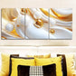 3pcs Featuring White And Golden Spheres Metal Print Ready to Hang Art
