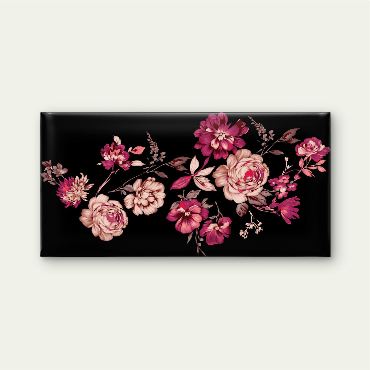 Modern Pink Rose Black Floral Wall Art Canvas Office Home Room Framed 120x60cm