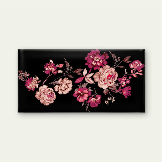Modern Pink Rose Black Floral Wall Art Canvas Office Home Room Framed 80x45cm