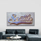 Glitter Seattle City Name Art Wall Art Canvas Office Home Room Framed 120x60cm