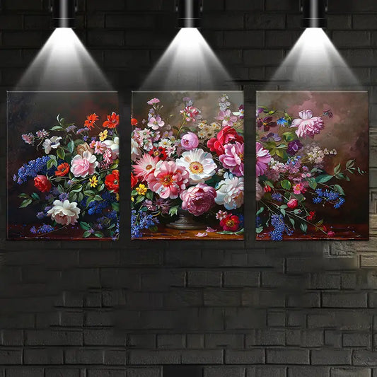 3pcs Watercolor Vintage Beautiful Flowers Metal Print Ready to Hang Art
