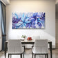 Blue Purple Leaf Design Wall Art Canvas Office Home Room Framed 120x60cm