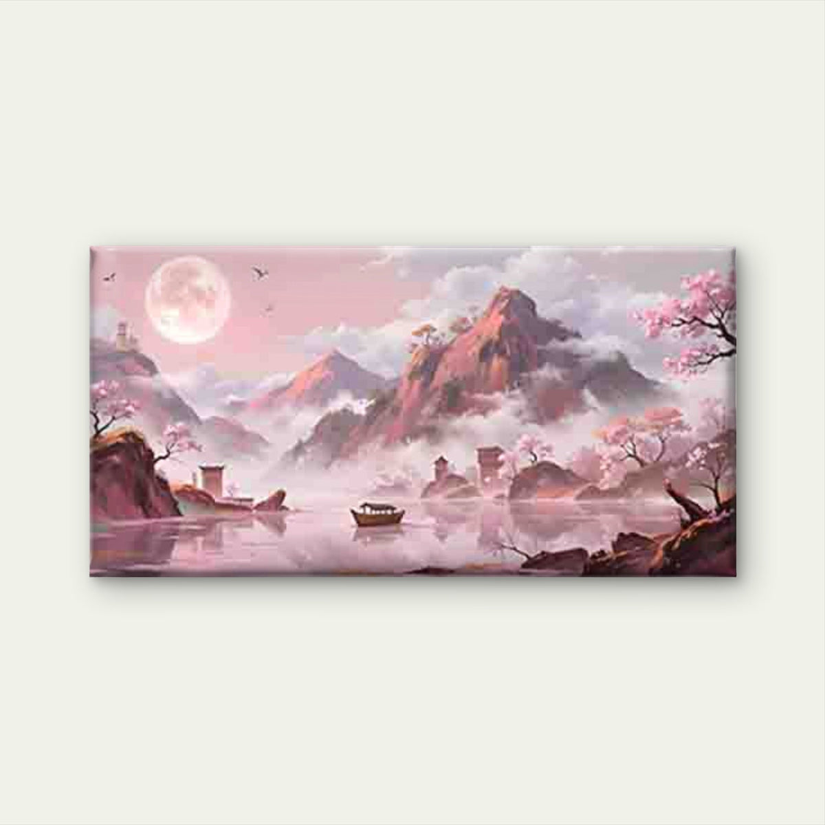 Dreamy Chinese-Style Landscape Wall Art Canvas Office Home Room Framed 80x45cm