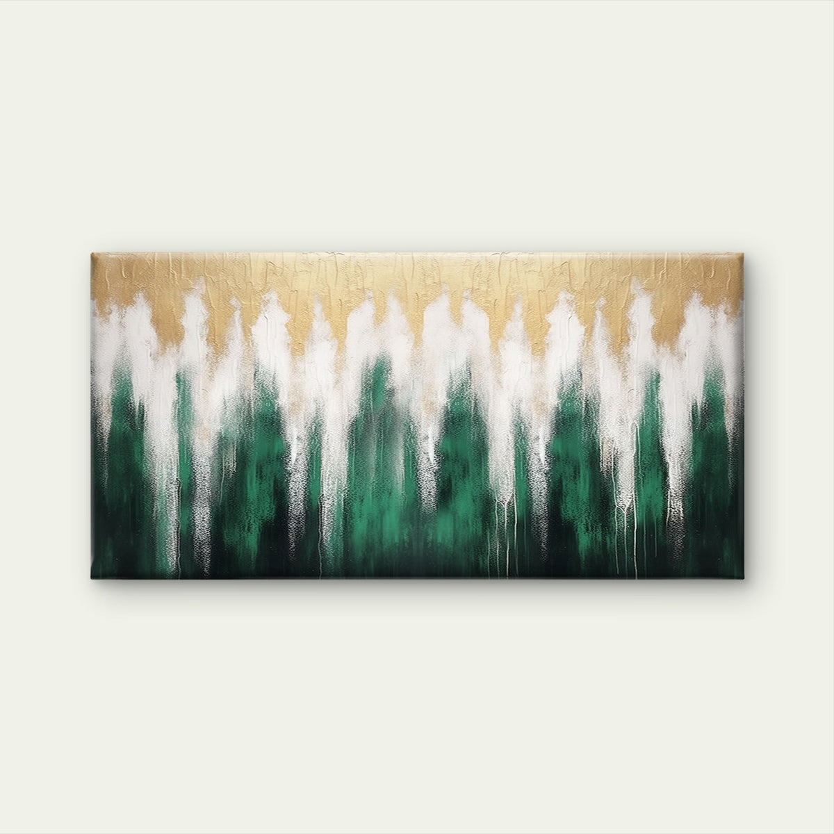 Abstract Emerald Green Metallic Gold Wall Art Canvas Office Home Framed 120x60cm