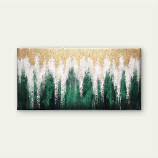 Abstract Emerald Green Metallic Gold Wall Art Canvas Office Home Framed 80x45cm