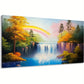 Waterfall Natural Lake Rainbow Autumn Trees Pine Wall Art canvas office home room framed 120x60cm