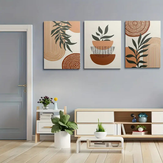 3pcs Modern Minimalist Geometric Patterns Abstract Metal Print Ready to Hang Art
