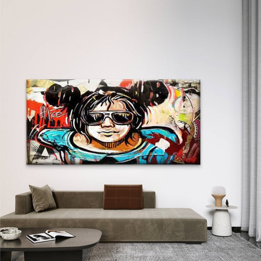 Abstract Girl Girl Street Art Wall Art Canvas Office Home Room Framed 80x45cm