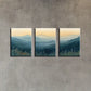 3pcs Vibrant Mountain Sunset Scenery with Wildflowers Metal Print Ready to Hang Art
