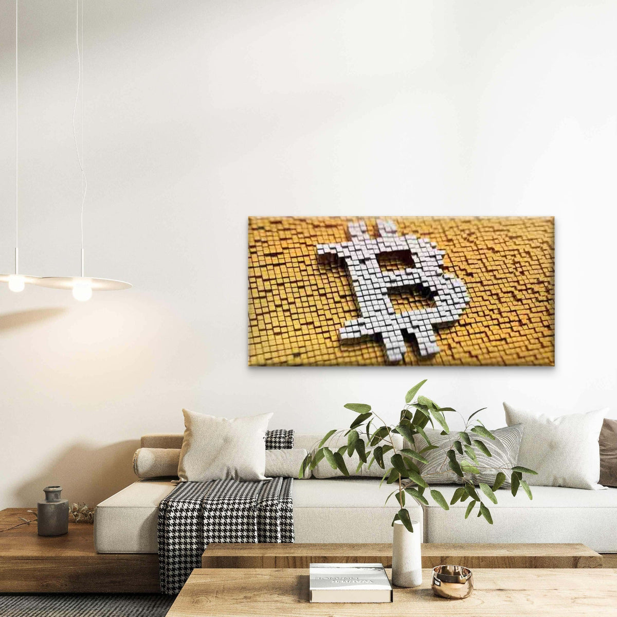 Minimalist ₿ Symbol Painting Wall Art Canvas Office Home Room Framed 120x60cm